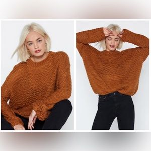 Nasty Gal I Kid You Knit Relaxed Sweater in Ginger